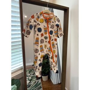 Mud Pie Baby Fall Pumpkin Spice Latte Footed Sleep & Play 6-9 Months NWT Zippy